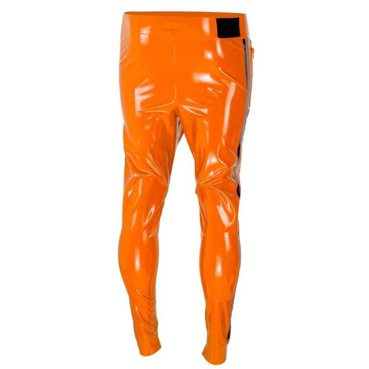 Trainingshose Trackpants Stripes Laser Cut Latex orange schwarz